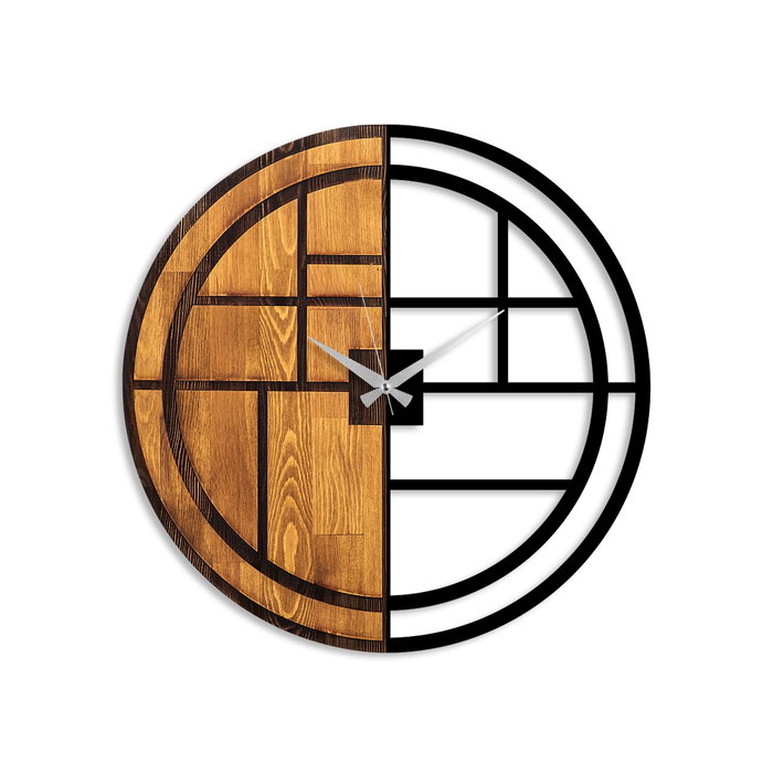 Wallity Reloj de pared decorativo de madera y metal Nogal y Negro Wallity Reloj de pared decorativo de madera y metal Nogal y Negro